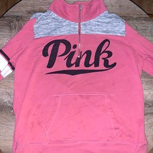 VS pink size large hoodie quarter zip. Will trade for XS flaw shown in pic